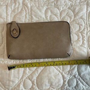 Taupe Leather Clutch